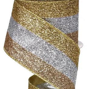 2.5"X10YD 3-IN-1 GLITTER - GOLD/SILVER/CHAMPAGNE - RM9824K8