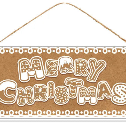 12"LX6"H CHRISTMAS/GINGERBREAD SIGN - BROWN/WHITE - MD1823F1
