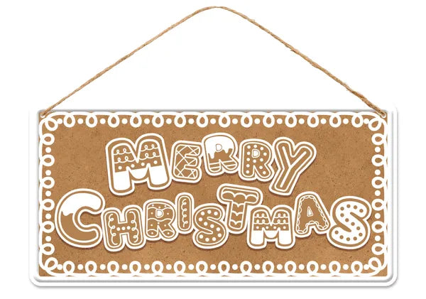 12"LX6"H CHRISTMAS/GINGERBREAD SIGN - BROWN/WHITE - MD1823F1