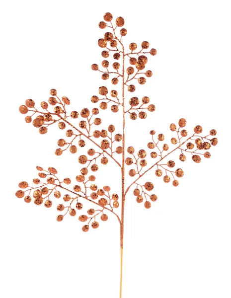 33"L GLITTER ROUND LEAF SPRAY - ORANGE - XS226720