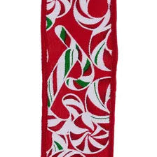 1.5"X10YD CANDY CANES/PEPPERMINT - RED/MULTI RED/GREEN - RGH14488R