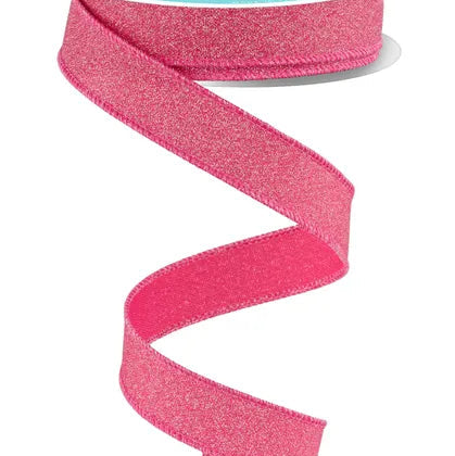 7/8"X10YD FINE GLITTER ON FAUX ROYAL - FUSCHIA - RGE778907