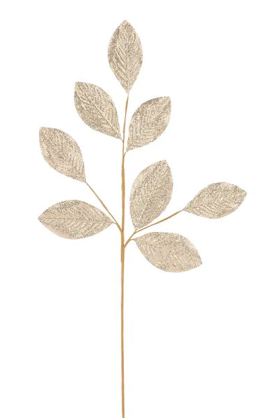 30"L METALLIC/GLITTER LEAF SPRAY - GOLD - XS247408