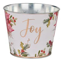 6.75"DIA HOLIDAY TIN POT COVER - JOY - XC0196-J