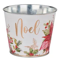 6.75"DIA HOLIDAY TIN POT COVER - NOEL - XC0196-N