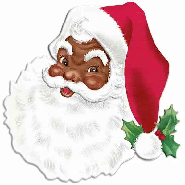 12"HX11.875"L SANTA FACE W/ OPEN EYES - WHITE/RED/GREEN/BROWN - MD170302