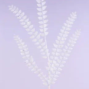 37"L GLITTERED FERN SPRAY - WHITE/SILVER - XS205727