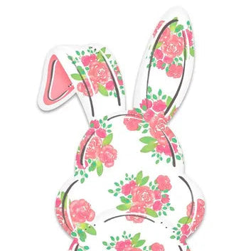 15"HX7.9"L METAL BUNNY BOTTOM SIGN - PINK/HOT PINK/WHITE/GREEN/GRY - MD1124
