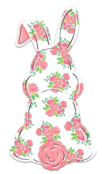 15"HX7.9"L METAL BUNNY BOTTOM SIGN - PINK/HOT PINK/WHITE/GREEN/GRY - MD1124