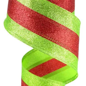 2.5"X10YD 3-IN-1 SHIMMER GLITTER - LIME/RED - RGA8220WY