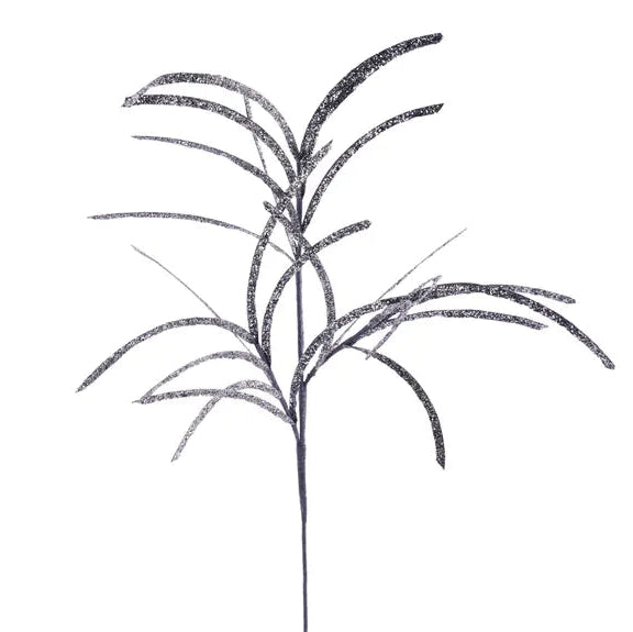 31"L GLITTERED/PAPER GRASS SPRAY - PEWTER - XS1049A8