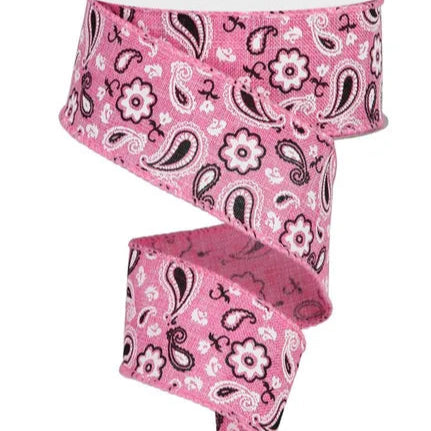 1.5"X10YD BANDANA ON ROYAL - HOT PINK/WHITE/BLACK - RGC190022