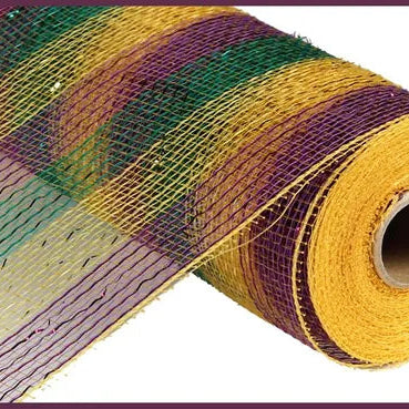 10"X10YD THICK STRIPE MESH - MARDI GRAS STRIPE - RE1317C5