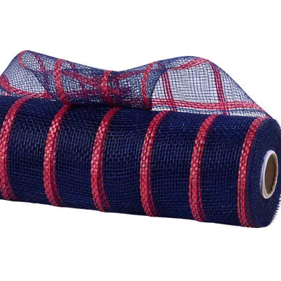 10"X10YD VERTICAL WIDE STRIPE MESH - NAVY BLUE/RED - RE8903HW