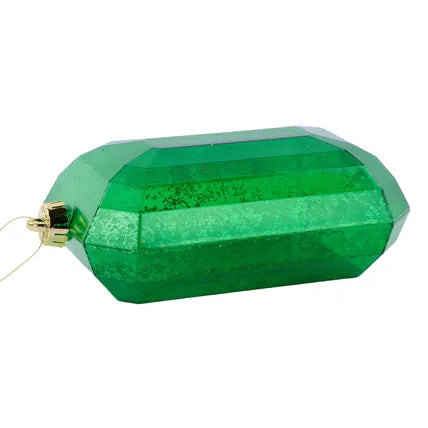 8"LX5"W ANTIQUE LOOK RECTANGLE GEM ORNAMENT - EMERALD GREEN - XJ551606