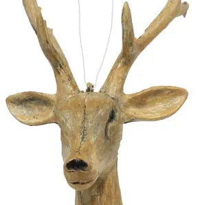 10"H DEER HEAD ORNAMENT - WOOD GRAIN - XY7997ET