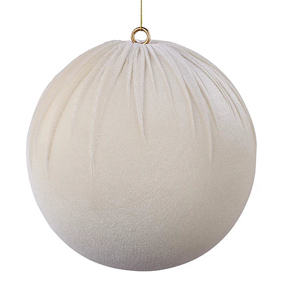 200MM VELVET/STYRO BALL W/HANGER - IVORY - XJ774136