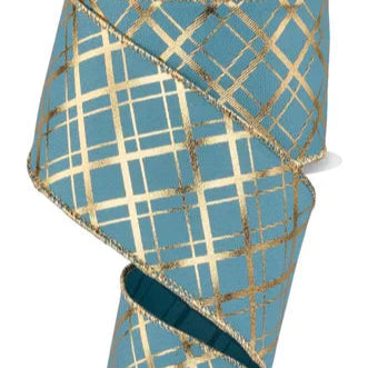 2.5"X10YD METALLIC THICK/THIN DIAGONAL - SMOKE BLUE/GOLD - RGE16749C