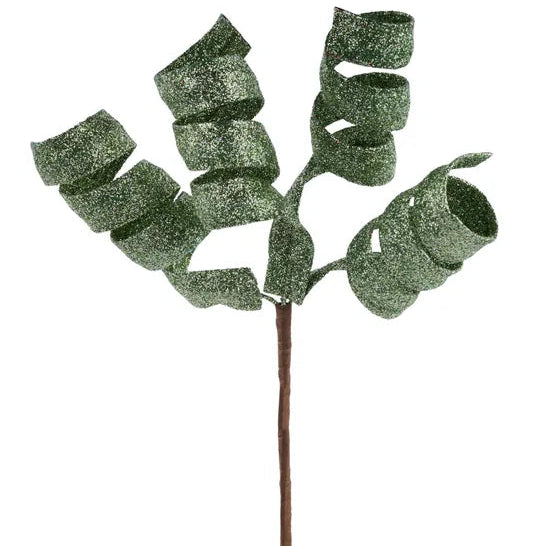 11"L GLITTER CURL PICK - SAGE GREEN - XS149158