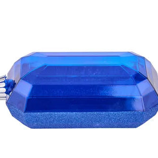 7"L X 4"W GLITTER RECTANGLE GEM ORNAMENT - ROYAL BLUE - XJ563425