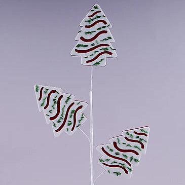27"L FELT/BEAD CHRISTMAS TREE CAKE SPRAY - WHITE/RED/EMERALD - XP388327
