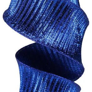 2.5"X10YD PLEATED WOVEN METALLIC - ROYAL BLUE - RB100325