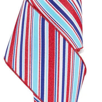 4"X10YD DIAGONAL STRIPE - WHITE/LIGHT BLUE/ROYAL BLUE/RED - RGE1826KY