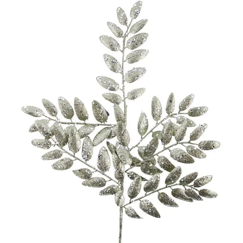 21"L GLITTER HONEY LOCUST SPRAY - DARK SAGE GREEN - XS216979