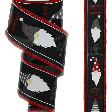 2.5"X10YD CHRISTMAS GNOME HEADS/STITCH - BLACK/RED/WHITE - RG0877502