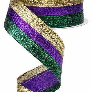 1.5"X10YD 3-IN-1 METALLIC RIBBON - MARDI GRAS - RG01402YN