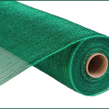 21"X10YD METALLIC MESH - EMERALD W/ EMERALD FOIL - RE100106