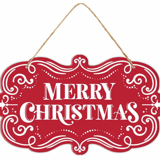 11.5"L X 6.75"H MERRY CHRISTMAS SIGN - RED/WHITE - MD179124