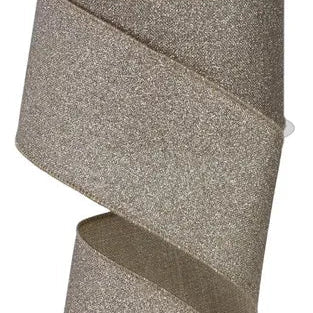 2.5"X10YD FINE GLITTER ON ROYAL - TAUPE - RGE138139