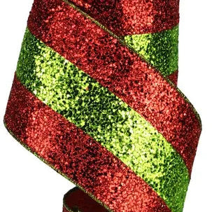 4"X10YD 3-IN-1 LARGE GLITTER - RED/LIME - RG898333