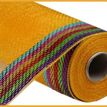 10"X10YD BORDER STRIPE METALLIC MESH - MULTI BRIGHTS - RE850483