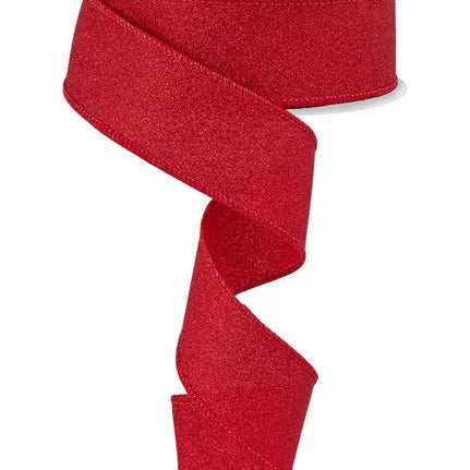 1.5"X10YD FINE GLITTER ON FAUX ROYAL - RED - RGE178924