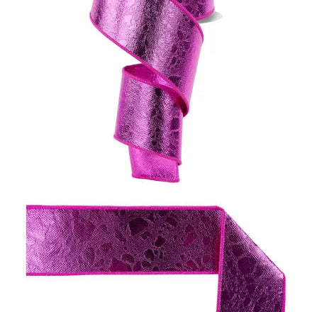 2.5"X10YD WATER DOT FUSED - SHINY FUCSHIA - NR605007