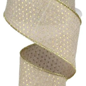 2.5"X10YD ROYAL SWISS DOTS - BEIGE/GOLD - RG0190801