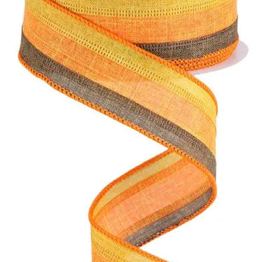 1.5"X10YD 3-IN-1 ROYAL BURLAP - DARK MUSTARD/ORANGE/BROWN - RG01601MW