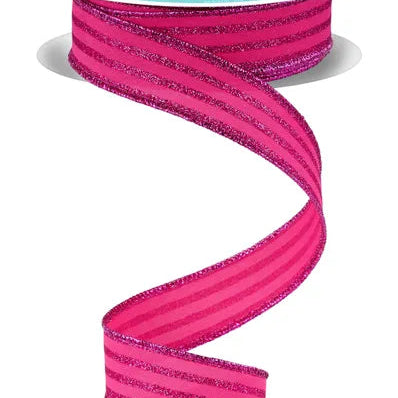 7/8"X10YD GLITTER VERTICAL STRIPE - HOT PINK - RGF797011