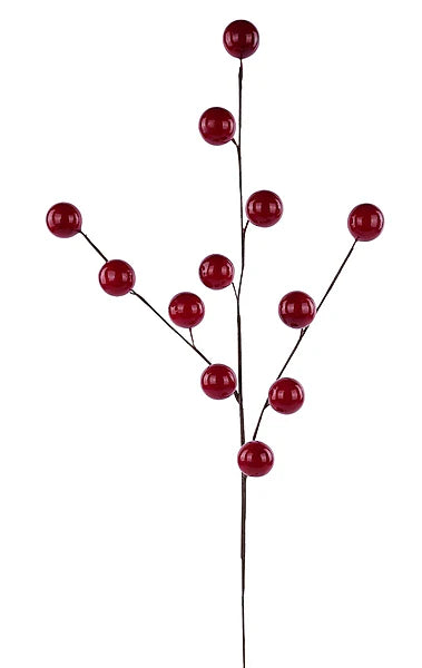 33"L GIANT BERRY SPRAY, 40MM BERRY X12 - SHINY RED - EC584424