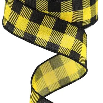 1.5"X10YD BUFFALO PLAID ON ROYAL - BLACK/SUN YELLOW - RG01805N6