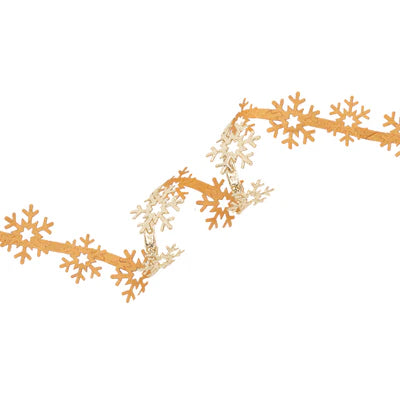 7/8"X10YD ULTRASONIC TRIM - METALLIC GOLD SNOWFLAKE - LARIBBON - 6061-002-25E