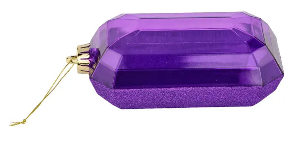 7"LX4"W GLITTER RECTANGLE GEM ORNAMENT - PURPLE - XJ563423