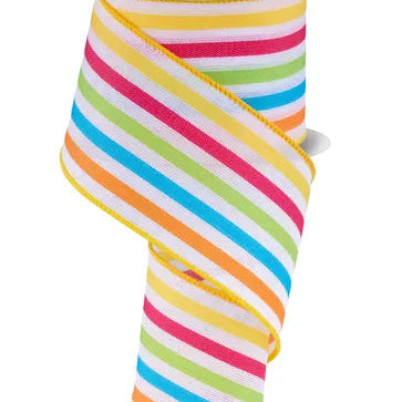 2.5"x10YD 5 COLOR VERTICAL STRIPE - WHITE/MULTI - RGF158527