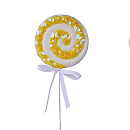 12.25"L GLITTER/IRIDESCENT SWIRL LOLLIPOP - YELLOW - MZ221599