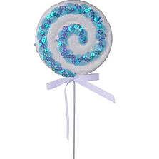12.25"L GLITTER/IRIDESCENT SWIRL LOLLIPOP PICK - BLUE - MZ221599