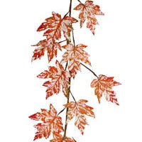 63"L GLITTER MAPLE LEAF GARLAND - RUST/ORANGE/YELLOW/GREEN - HA1748
