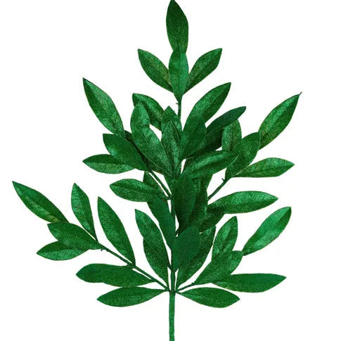 23"L GLITTER BAY LEAF SPRAY - LASER EMERALD GREEN - XS237106