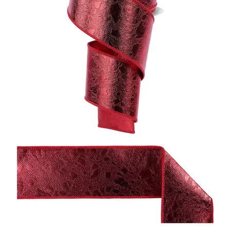 2.5"X10YD WATER DOT FUSED - SHINY RED - NR605024